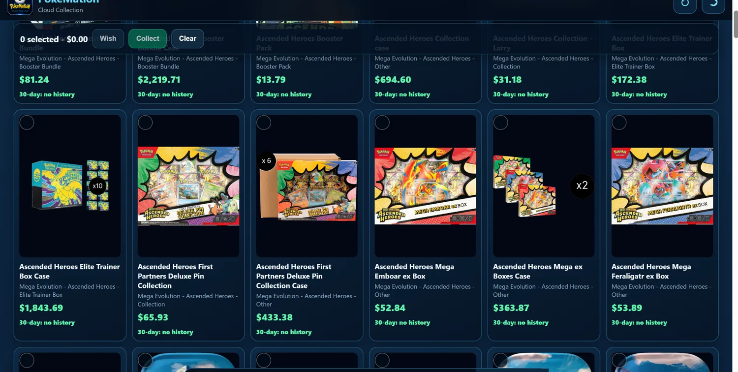PokeMation sealed product interface